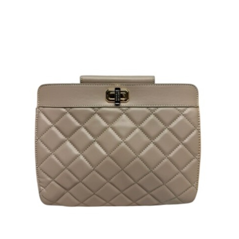 NWT! "Badgley Mischka ' Quilted Mini Tote Bag Taupe Gold Hardware BMH-510 Purse